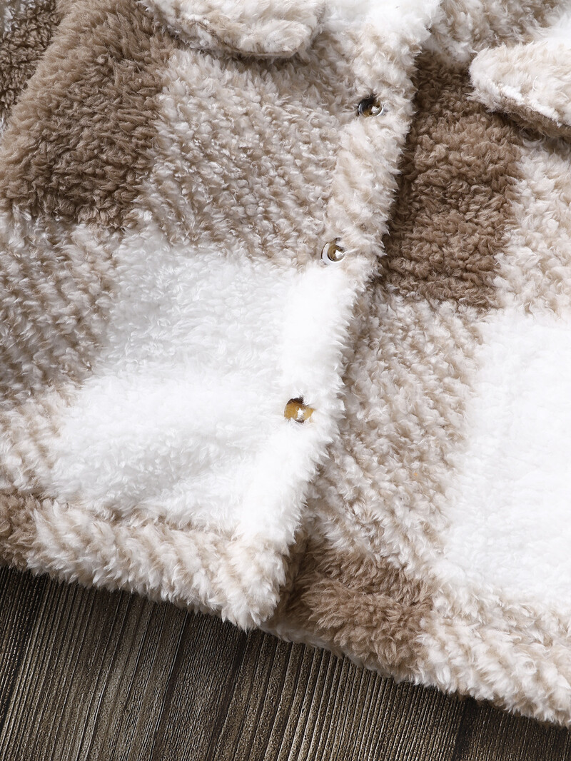 0–3 gadus vecs zīdainis ar garām piedurknēm, pogām bieza plīša jaka Modes rūtains ziemas mētelis mazuļiem zēniem un meitenēm silts āra apģērbs