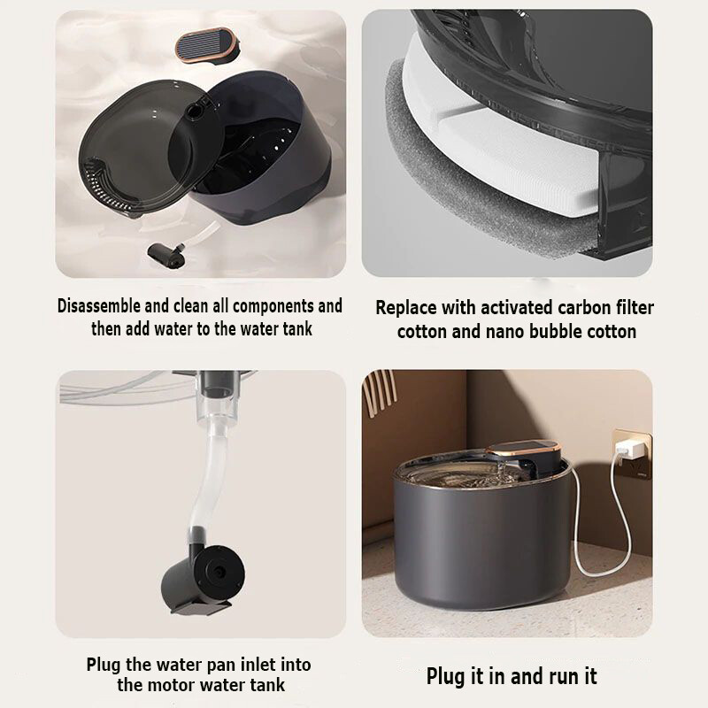 3 L mājdzīvnieku automātiskā ūdens strūklaka ar LED gaismu Īpaši klusa mājdzīvnieku dzeramā ūdens strūklaka USB Cats Elektriskais izslēgts mājdzīvnieku ūdens padevējs