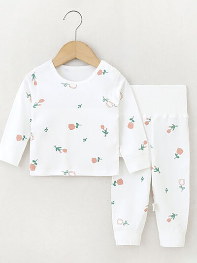 Rudens bērnu pidžamas uzvalks zīdaiņiem 0-4 Y. Meiteņu karikatūras apdrukāts mājas apģērbs, 2 gab.