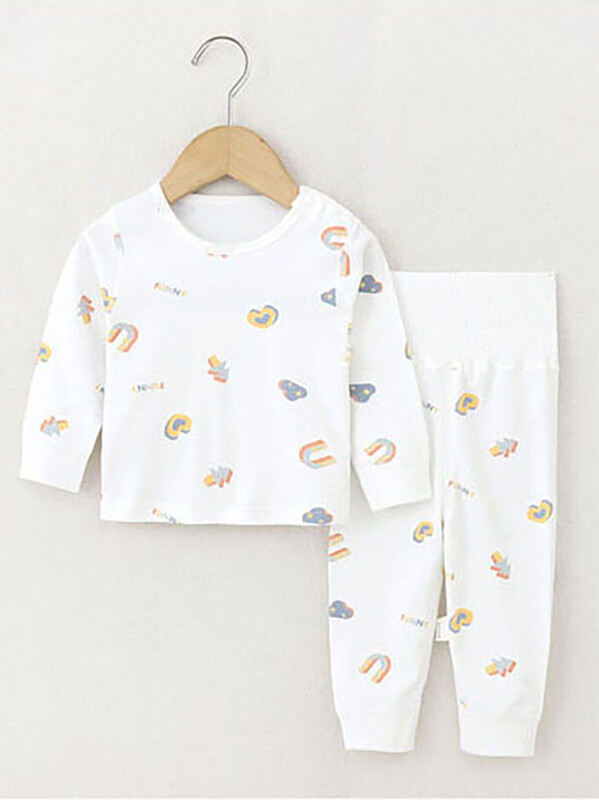 Rudens bērnu pidžamas uzvalks zīdaiņiem 0-4 Y. Meiteņu karikatūras apdrukāts mājas apģērbs, 2 gab.