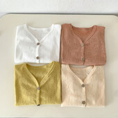 2024 Κορεατική ζακέτα για νήπια, Παιδικά μονόχρωμα παλτό Βρεφικά ελαφριά casual πανωφόρια για αγόρια, κορίτσια, καλοκαιρινό μπουφάν με κουμπιά