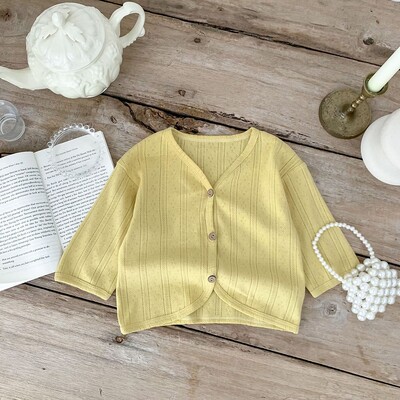 2024 Κορεατική ζακέτα για νήπια, Παιδικά μονόχρωμα παλτό Βρεφικά ελαφριά casual πανωφόρια για αγόρια, κορίτσια, καλοκαιρινό μπουφάν με κουμπιά