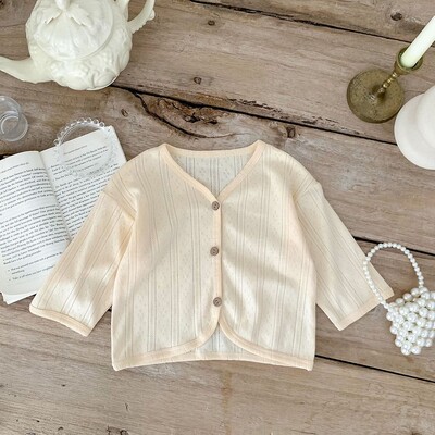 2024 Κορεατική ζακέτα για νήπια, Παιδικά μονόχρωμα παλτό Βρεφικά ελαφριά casual πανωφόρια για αγόρια, κορίτσια, καλοκαιρινό μπουφάν με κουμπιά