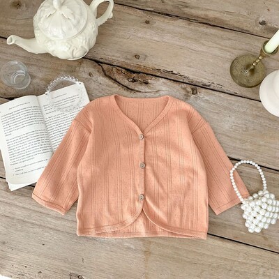 2024 Κορεατική ζακέτα για νήπια, Παιδικά μονόχρωμα παλτό Βρεφικά ελαφριά casual πανωφόρια για αγόρια, κορίτσια, καλοκαιρινό μπουφάν με κουμπιά