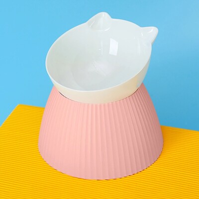 1 gab. Paaugstinātas kaķu bļodas ar paceltu statīvu, 15 sagāzts kaķa dizaina kaklasarga statīvs mājdzīvnieku barības ūdens padeves bļoda kaķiem vai maziem suņiem