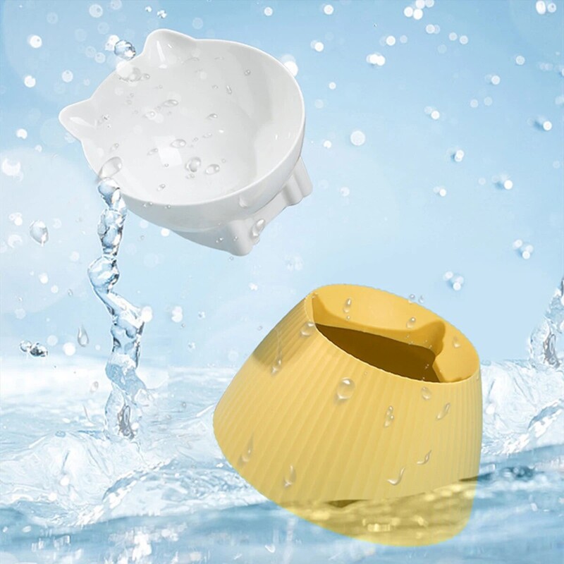 1 gab. Paaugstinātas kaķu bļodas ar paceltu statīvu, 15 sagāzts kaķa dizaina kaklasarga statīvs mājdzīvnieku barības ūdens padeves bļoda kaķiem vai maziem suņiem