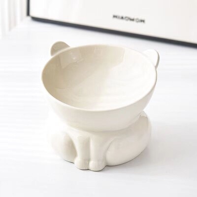 Kaķu bļoda Keramika, Augsta pēda Diagonāla Mute Kakla aizsardzība Kaķu barības trauks Liela diametra Dzeršanas trauks Pret apgāšanos kaķu barība B