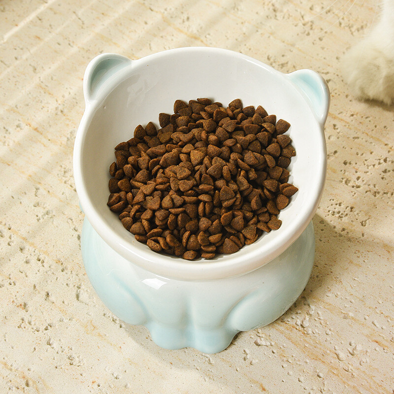 Kaķu bļoda Keramika, Augsta pēda Diagonāla Mute Kakla aizsardzība Kaķu barības trauks Liela diametra Dzeršanas trauks Pret apgāšanos kaķu barība B