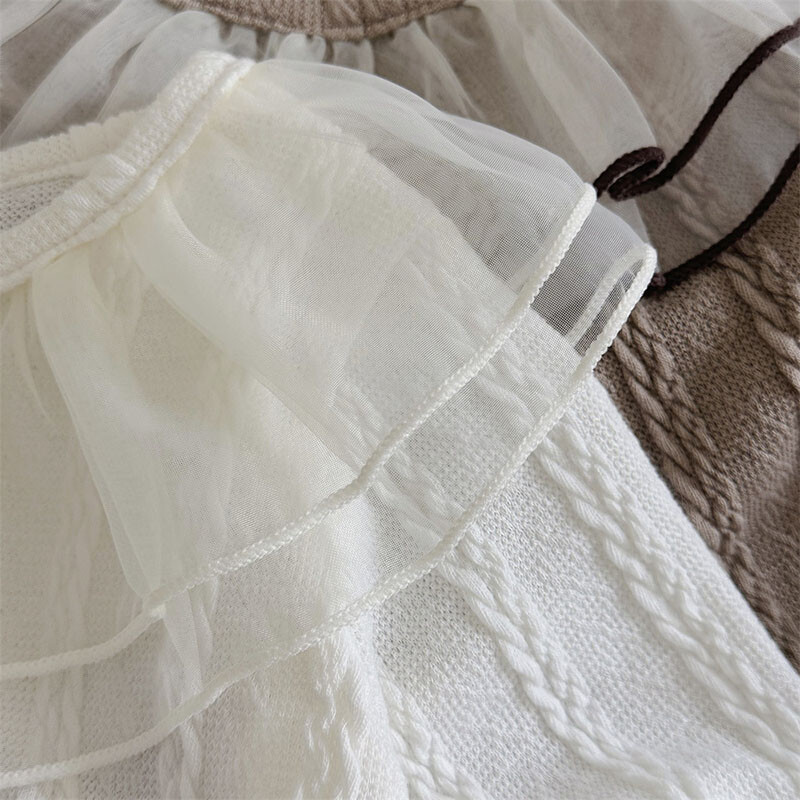 Mazuļu krekls 0-2T maziem bērniem, jauka divslāņu tīklveida atloka apakškrekli zīdaiņu vienkāršības blūze