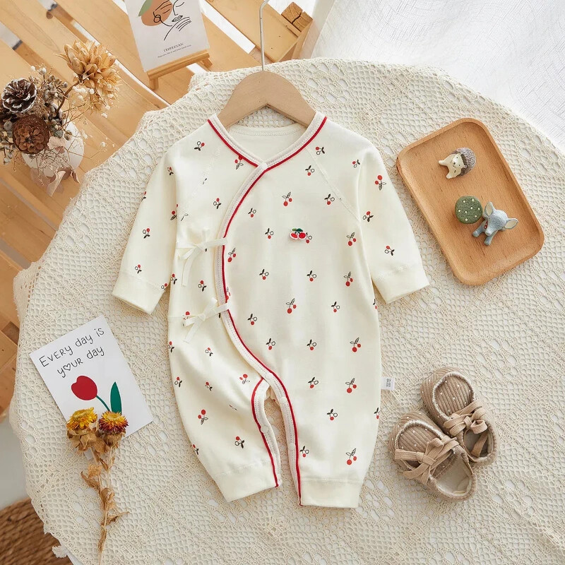Baby Romper Cotton Spring Autumn Fresh Print Mīksts jaundzimušo zīdaiņu kombinezons Ikdienas apģērbs bodijiem Guļtērpi