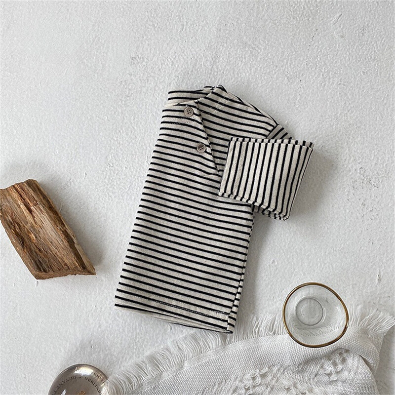 Bērnu kokvilnas pavasara modes svītraini T-krekli bērniem Zēniem zēniem un meitenēm ar garām piedurknēm ikdienas rudens apģērbi