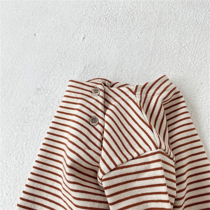 Bērnu kokvilnas pavasara modes svītraini T-krekli bērniem Zēniem zēniem un meitenēm ar garām piedurknēm ikdienas rudens apģērbi