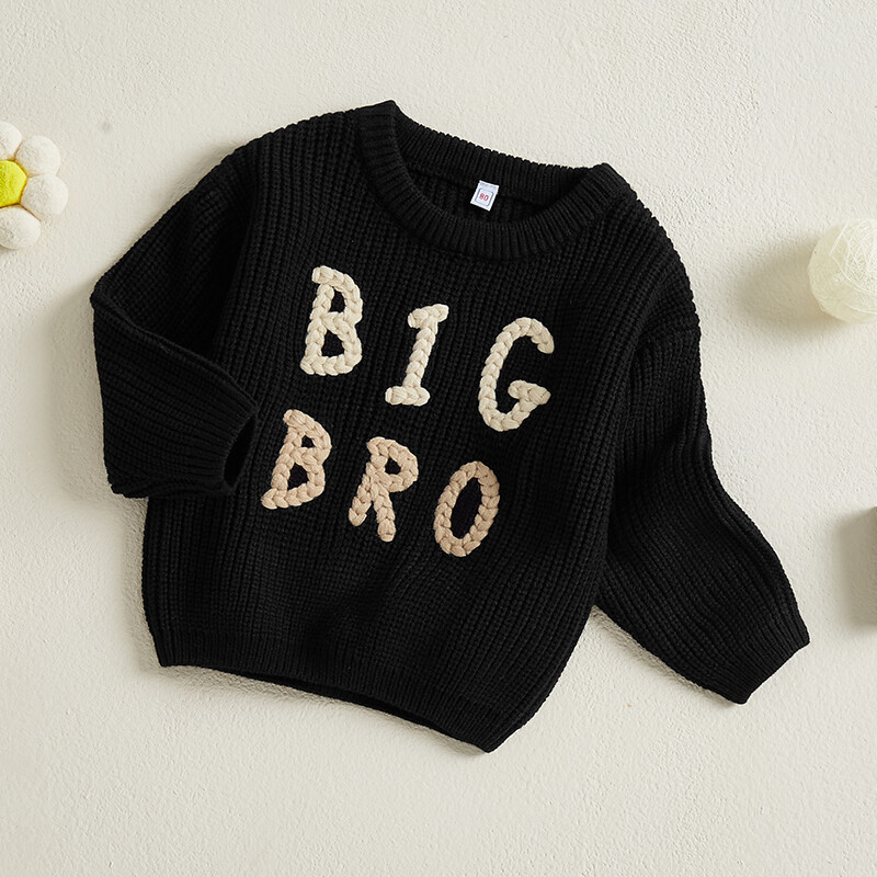 2024-08-02 Lioraitiin Βρεφικά πουλόβερ μωρό αγόρι με μακρύ μανίκι με στρογγυλή λαιμόκοψη γράμματα πλεκτά πουλόβερ για βρέφη