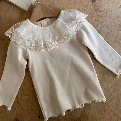 Baba csipke gallér alsó ing csecsemő újszülött aranyos hímzett virágok hercegnő alsóingek tipegő lányok édes felsők blúz