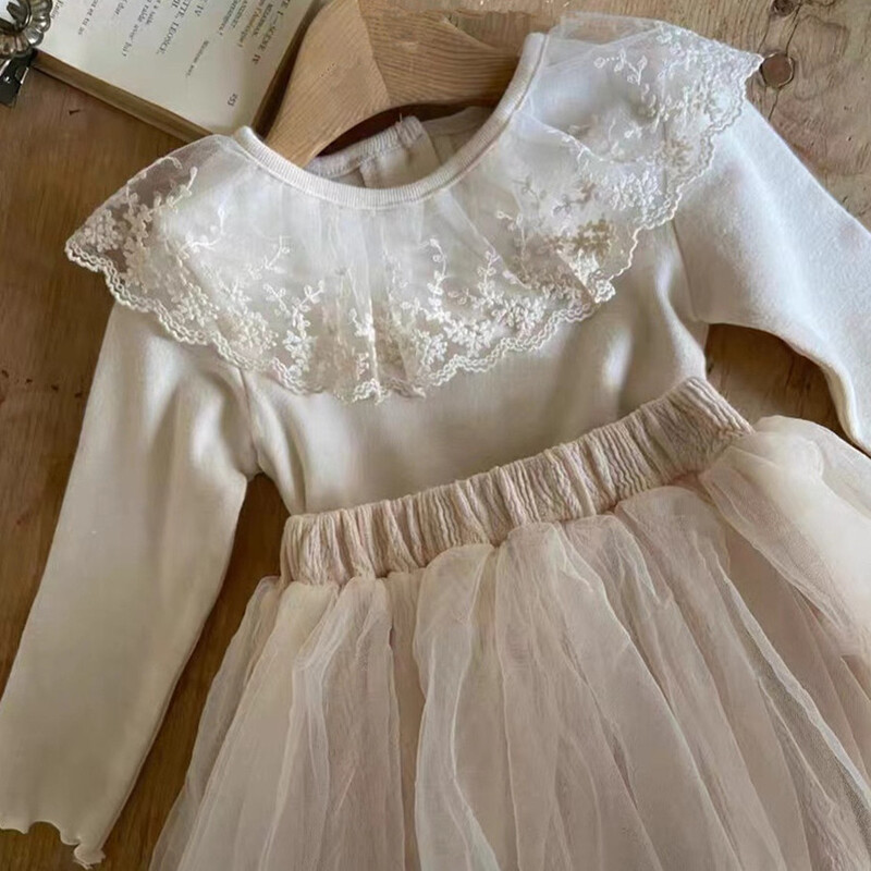 Baba csipke gallér alsó ing csecsemő újszülött aranyos hímzett virágok hercegnő alsóingek tipegő lányok édes felsők blúz