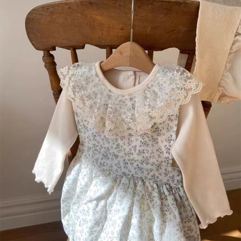 Baba csipke gallér alsó ing csecsemő újszülött aranyos hímzett virágok hercegnő alsóingek tipegő lányok édes felsők blúz