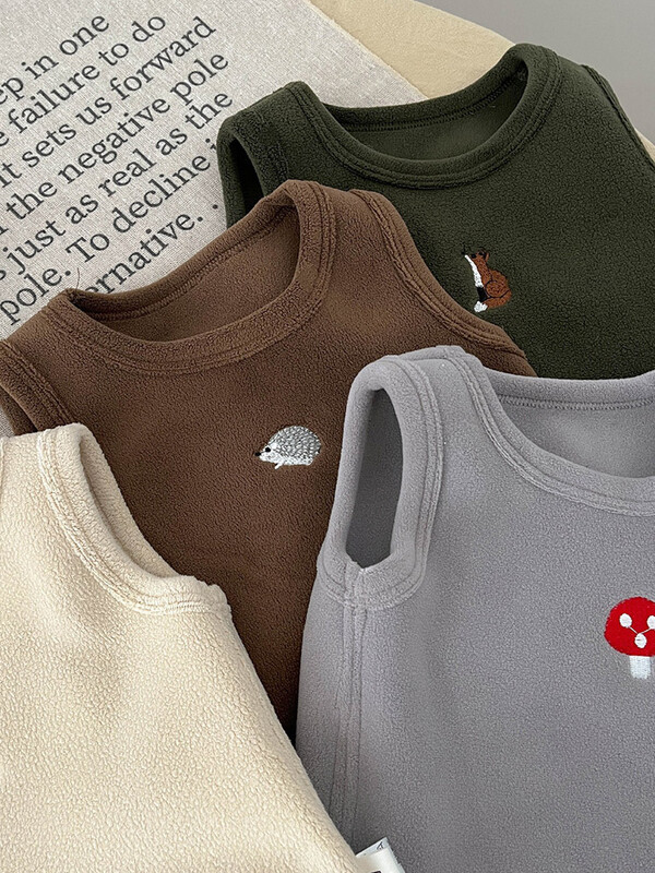 MiniAinis őszi, téli baba lány rajzfilm meleg ujjatlan mellény gyerekeknek hímzett polár vastag felsők gyerek fiú pamut mellény