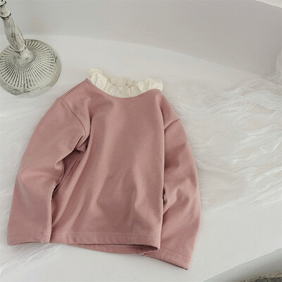 MILANCEL Jauni ziemas bērnu apakškrekli zīdaiņiem, flīsa polsterēti mežģīņu apkakles apakšējais krekls Toddler biezi meiteņu topi