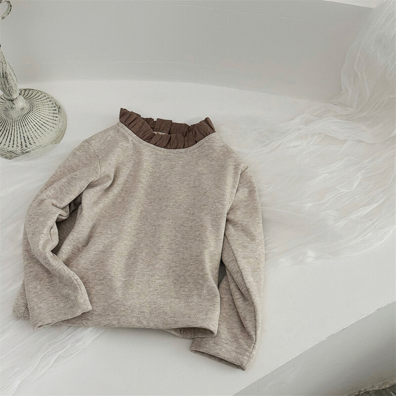 MILANCEL Jauni ziemas bērnu apakškrekli zīdaiņiem, flīsa polsterēti mežģīņu apkakles apakšējais krekls Toddler biezi meiteņu topi