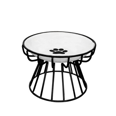 Mājdzīvnieku keramikas bļoda kaķim metāla bļodu plaukts keramikas dzeršanai barošanas trauks uzkodas konservētas pārtikas šķīvis pretdzemdes kakla spondilozes barības trauks