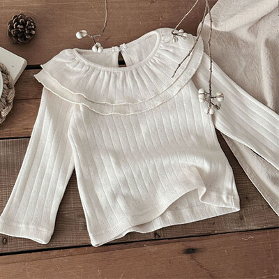 2025. gada jaunais pavasaris, korejiešu stila jaundzimušo meiteņu T-krekls ar garām piedurknēm kokvilnas mežģīņu krekls zīdaiņu džemperīši