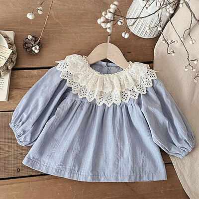 2025. gada jaunais pavasaris, korejiešu stila jaundzimušo meiteņu T-krekls ar garām piedurknēm kokvilnas mežģīņu krekls zīdaiņu džemperīši