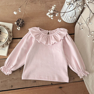 2025. gada jaunais pavasaris, korejiešu stila jaundzimušo meiteņu T-krekls ar garām piedurknēm kokvilnas mežģīņu krekls zīdaiņu džemperīši