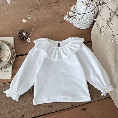 2025. gada jaunais pavasaris, korejiešu stila jaundzimušo meiteņu T-krekls ar garām piedurknēm kokvilnas mežģīņu krekls zīdaiņu džemperīši