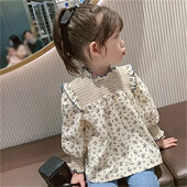 Stilīgs sieviešu krekls ar ziediem ar garām piedurknēm rudens kolekcijas zīdaiņu princese