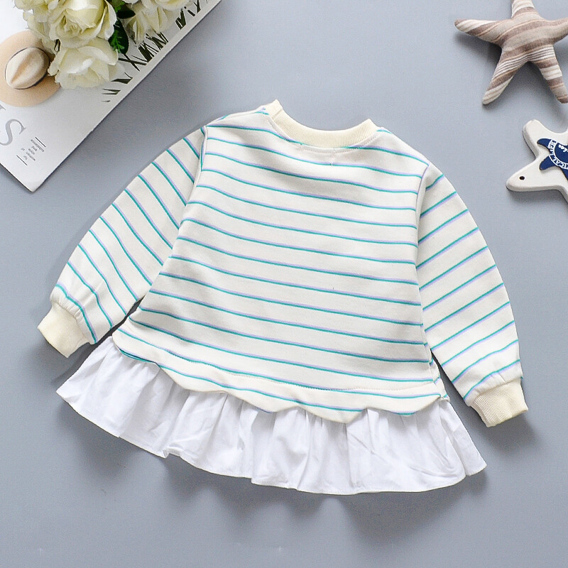 Kevadine ja sügisene uus triibuline pikkade varrukatega beebitüdruku kapuuts, printsessi stiilis lasteriided vanusele 9 kuud kuni 3 aastat