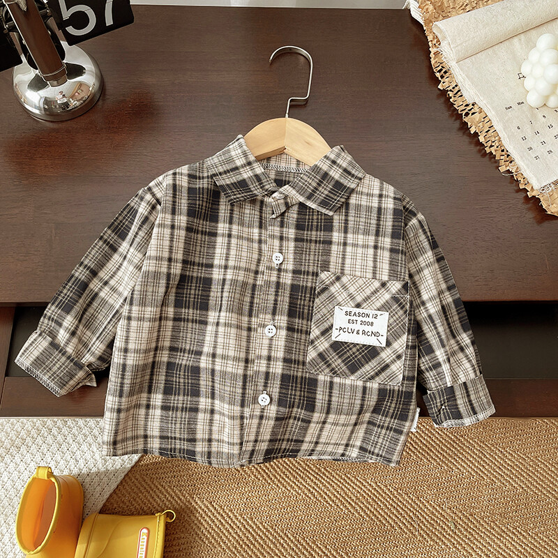 IENENS väikelaste beebisärk Õhukesed riided Kevadriided Imikutele poiste ruuduline puuvillased topid 1 2 3 4 aastane laste pikkade varrukatega särk