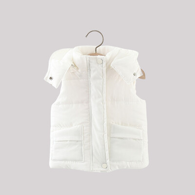 Talvine beebijope, vabaaja polsterdatud puuvillase kapuutsiga tõmblukk, igapäevane minimalistlik soe vest lastele vanuses 0-3 aastat