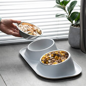 Lemmiklooma kassi kauss roostevabast terasest topelt lemmikloomade söötmiskauss ülestõstetud alus Nõukausid kassidele Koeratarvikud Söötmine Kodumasin