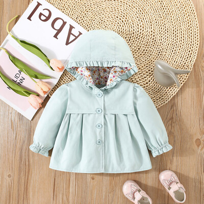 Kevadine ja sügisene beebimantel Tüdrukute massiivne kapuutsiga ilus jope laste tuulekindlad lahtised ja armsad pikkade varrukatega riided