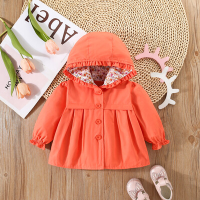 Kevadine ja sügisene beebimantel Tüdrukute massiivne kapuutsiga ilus jope laste tuulekindlad lahtised ja armsad pikkade varrukatega riided