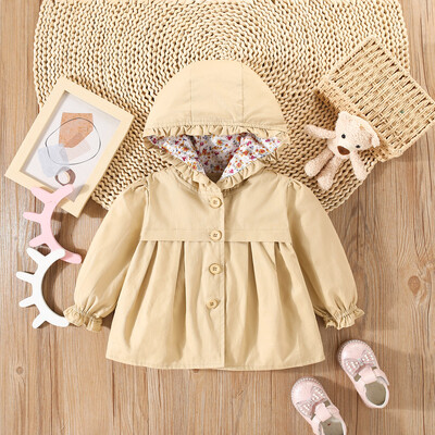 Kevadine ja sügisene beebimantel Tüdrukute massiivne kapuutsiga ilus jope laste tuulekindlad lahtised ja armsad pikkade varrukatega riided