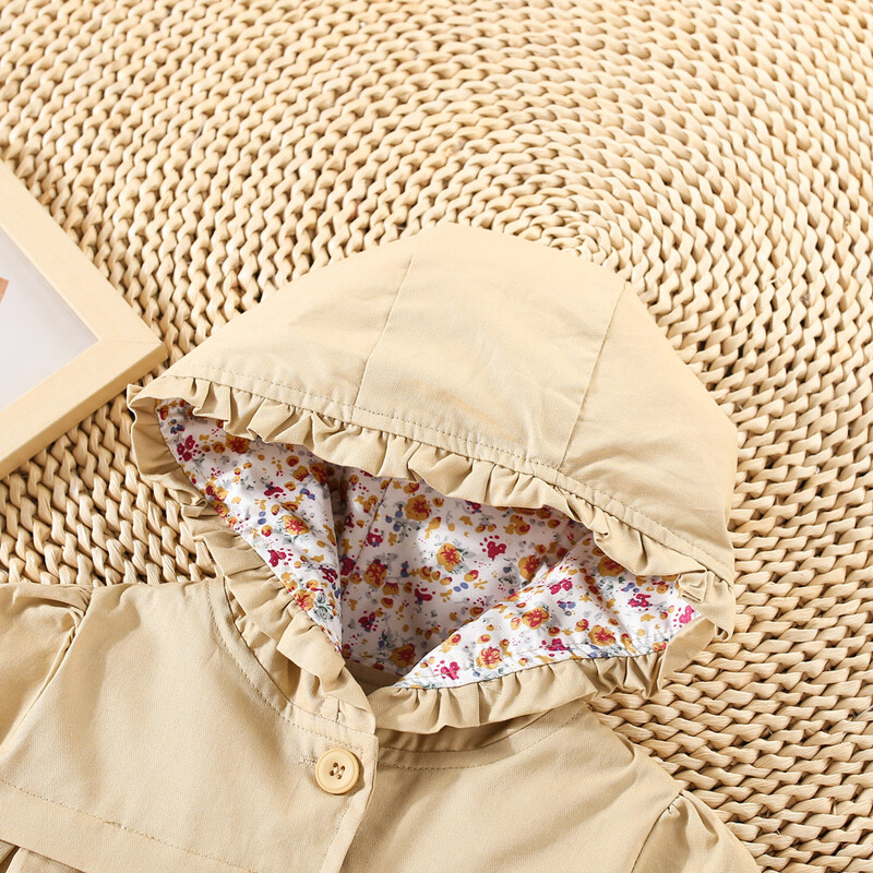 Kevadine ja sügisene beebimantel Tüdrukute massiivne kapuutsiga ilus jope laste tuulekindlad lahtised ja armsad pikkade varrukatega riided