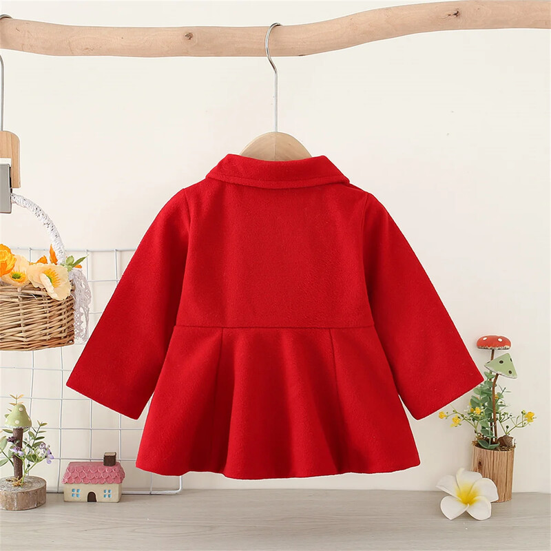 Kevadine ja sügisene uus tüdrukute pikkade varrukatega mantel Polo kaelaga imiku villane mantel Mugavad tüdrukute lasteriided