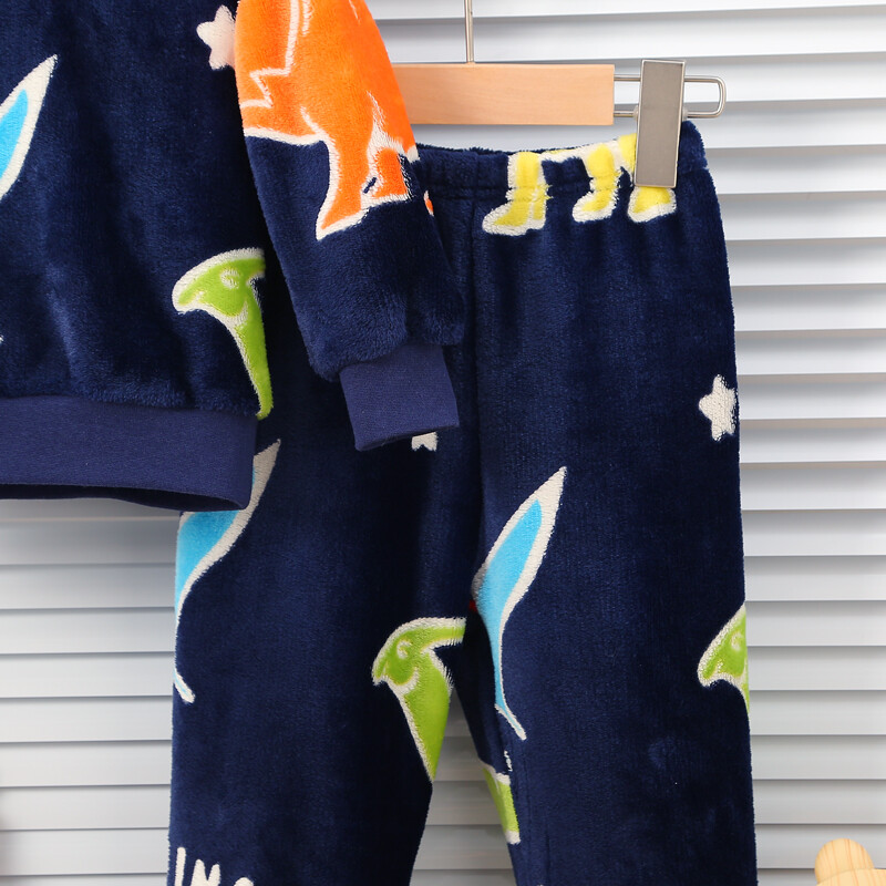 Beebipoiste sügis/talv plüüsis öö luminofoorlamp kodukarusnahast beebi soe pidžaamakomplekt Moodsad ja mugavad lapse aksessuaarid