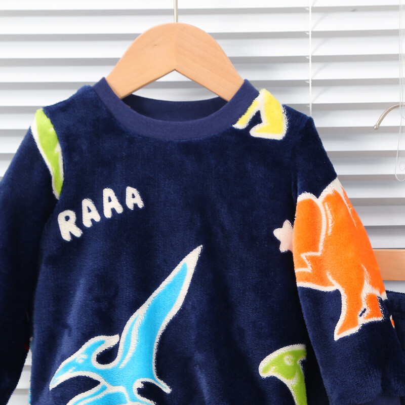 Beebipoiste sügis/talv plüüsis öö luminofoorlamp kodukarusnahast beebi soe pidžaamakomplekt Moodsad ja mugavad lapse aksessuaarid