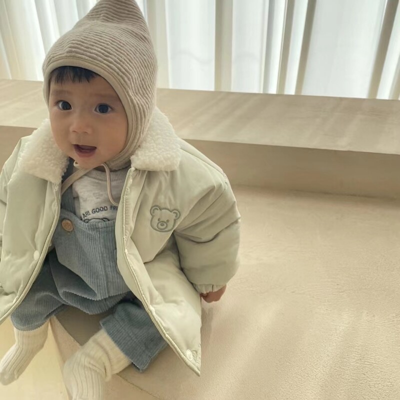 2025. aasta talv uus beebi pikkade varrukatega soe mantel imikutele, lisaks sametine paks polsterdatud jope lastele poistele armsad karumantel fliisriided