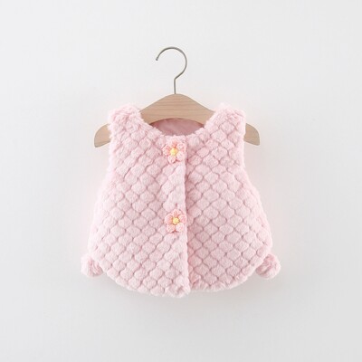 Talvine uue tüdruku kahe väikese lillega kanepivillane pallkampsun vest Korea väljaanne armas printsess, paksendatud laste topp