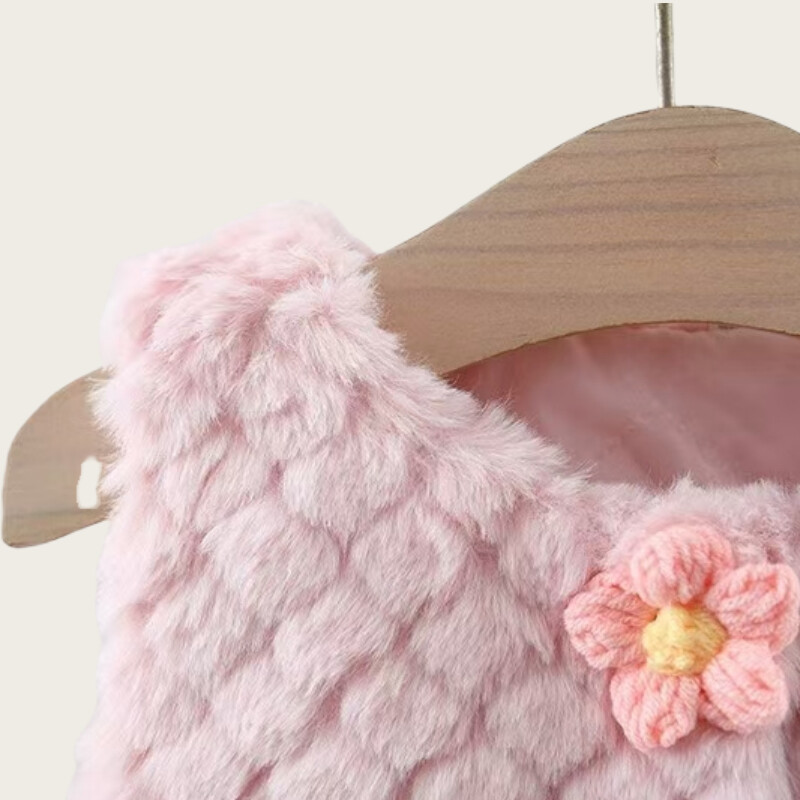 Talvine uue tüdruku kahe väikese lillega kanepivillane pallkampsun vest Korea väljaanne armas printsess, paksendatud laste topp