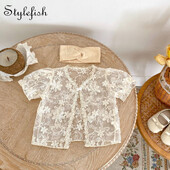 Suvine uus beebi 0-3 aastane tüdruk beebiriided armsad printsessi stiilis pitsist mullid lühikeste varrukatega ülemine peen väike mantel