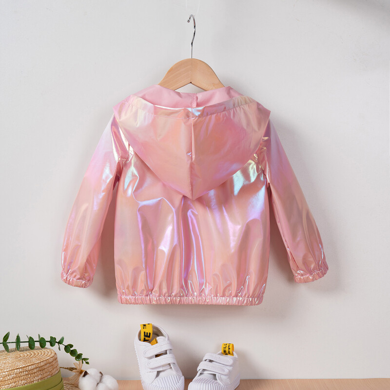 2024. aasta uus populaarne ühevärviline beebitüdruku polüestrist moekas ja mugav õhuke kapuutsiga jakk