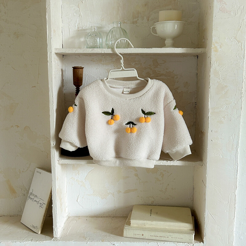 Tüdrukute riided mantel Talvine soe vastsündinu villane kampsun kirss Tikand Paksud ülerõivad imikutele 0-3 aastased pikkade varrukatega topid