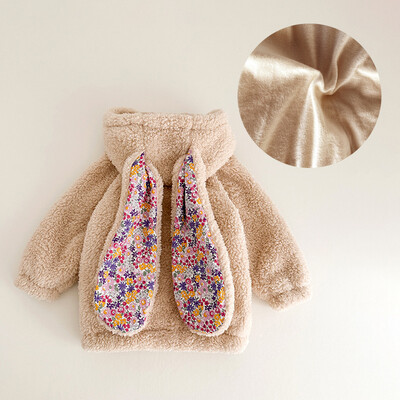 Tüdrukute jakid 1-7 a. kevadtalvel fliisist väikelapsele, soe jänese kapuutsiga mantel Lastele tüdrukutele pikad ülerõivad beebiriided