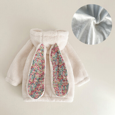 Tüdrukute jakid 1-7 a. kevadtalvel fliisist väikelapsele, soe jänese kapuutsiga mantel Lastele tüdrukutele pikad ülerõivad beebiriided