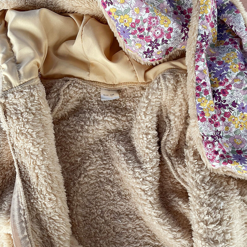 Tüdrukute jakid 1-7 a. kevadtalvel fliisist väikelapsele, soe jänese kapuutsiga mantel Lastele tüdrukutele pikad ülerõivad beebiriided