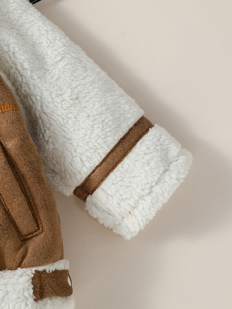 1-3Y 2024 Baby Boys talvine pikkade varrukatega kilpkonna kaelus, soe korallidest sametjakk ja tõmblukuga ülerõivad